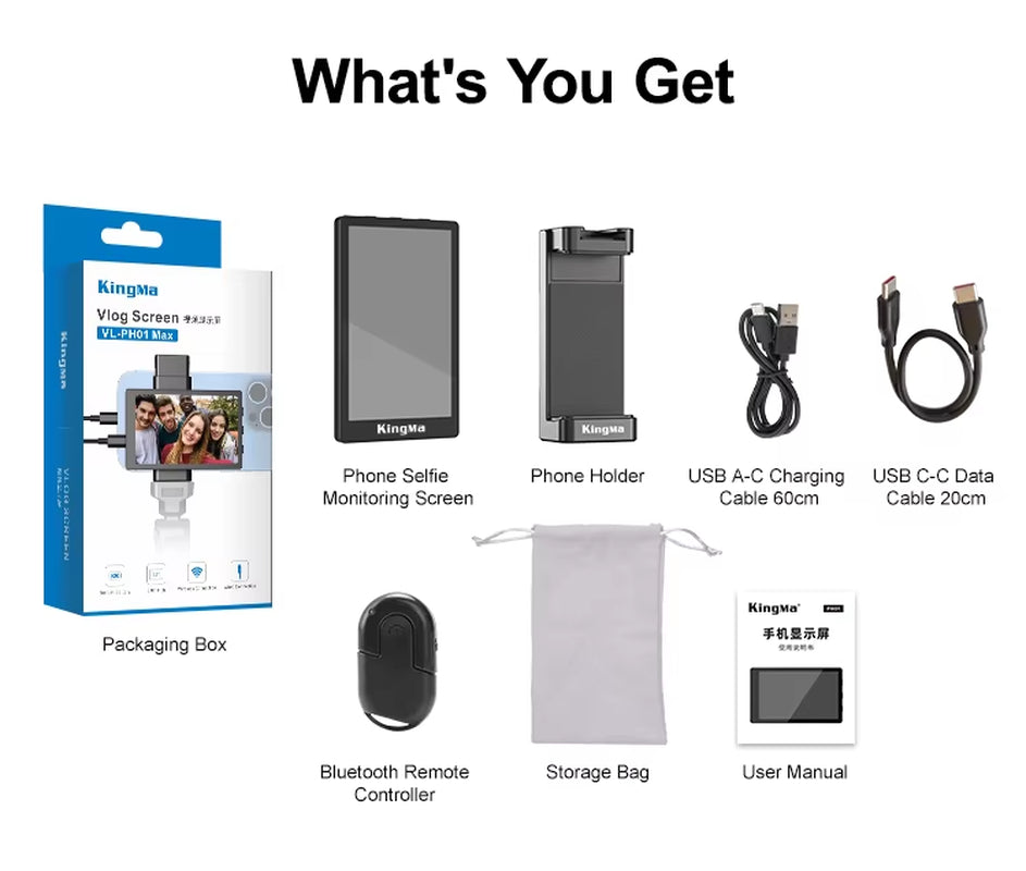 Phone Vlog Selfie Monitor Screen, Using Rear Camera for Selfie Vlog Live Stream Tiktok, Compatible with Iphone Samsung